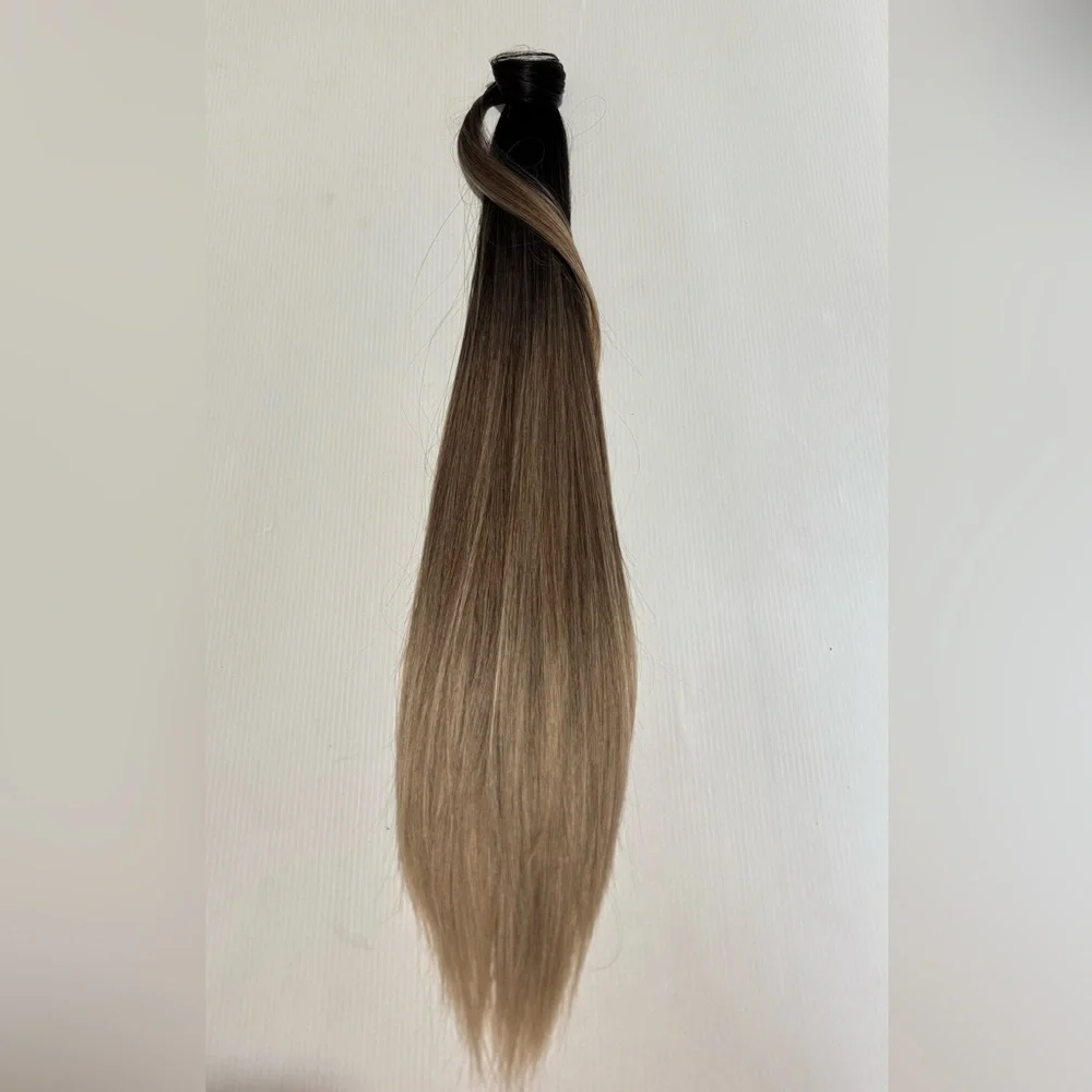 Balayage Wrap-Around Ponytail – Ombre Brown to Ash Blonde 32 “Extension - Picture 8 of 15